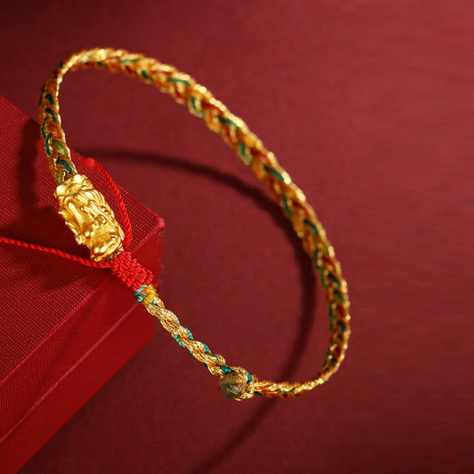 Pulsera trenzada de éxito tallada con dragón colorido hecha a mano con piedras de Buda del Año del Dragón