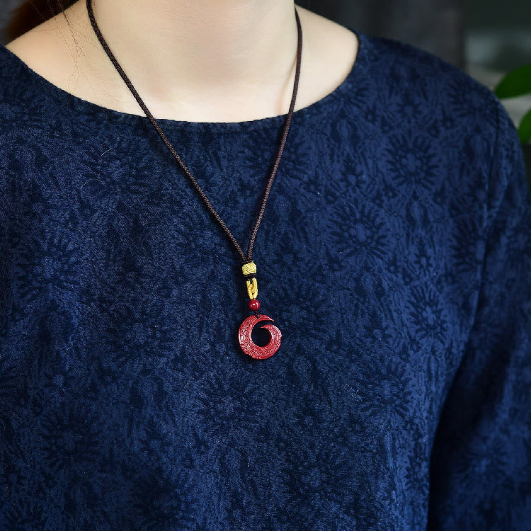 Buddha Stones One's Luck Improves Design Patern Natural Cinnabar Blessing Halskettenanhänger