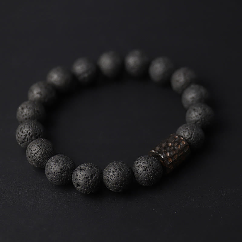 Pulsera curativa de piedra de lava, ébano y ojo de tigre