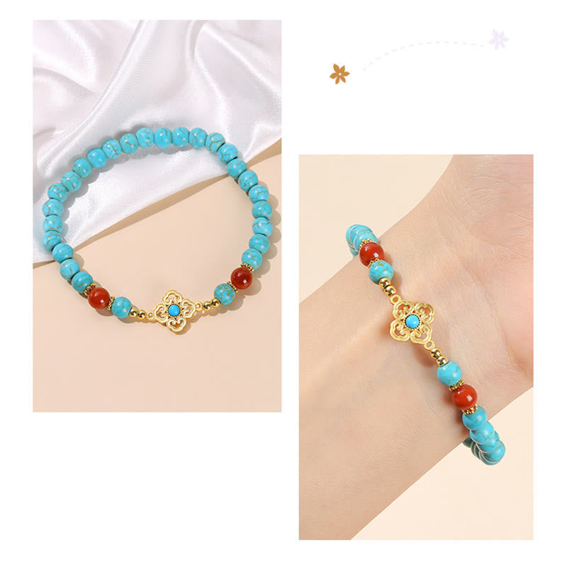Buddha Stones Türkis Perlen Schutz Balance Armband
