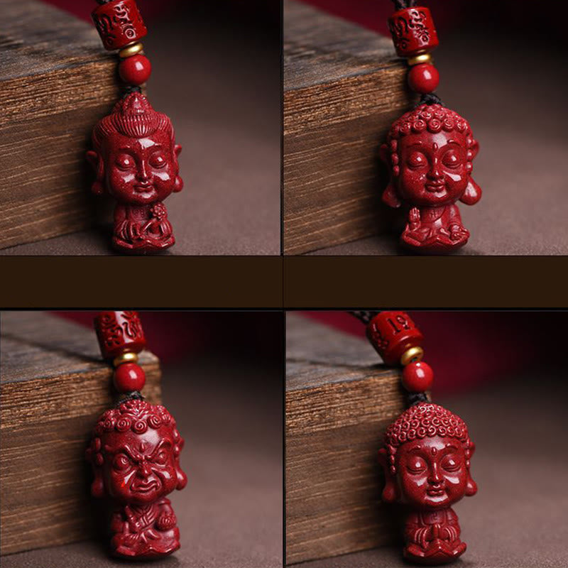 Collar con colgante de cinabrio natural con piedras de Buda del zodíaco chino para alejar los malos espíritus.