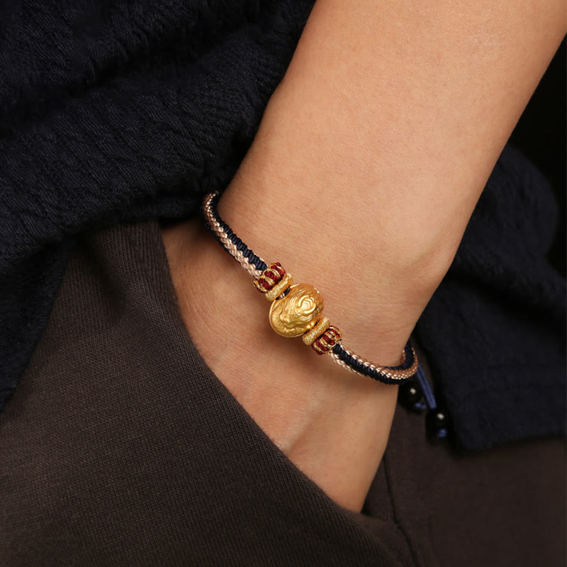 Buddha Stones 925 Sterling Silber Baby Drache Glück Stärke Handgefertigtes geflochtenes Armband
