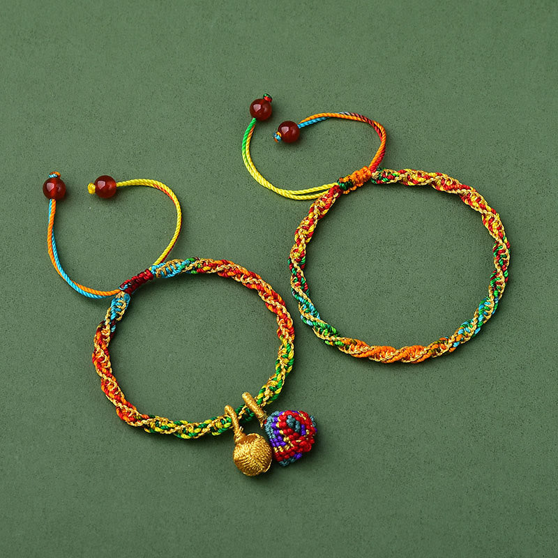Pulsera de Zongzi artesanal con abalorios de la suerte y cuerda colorida de Buda