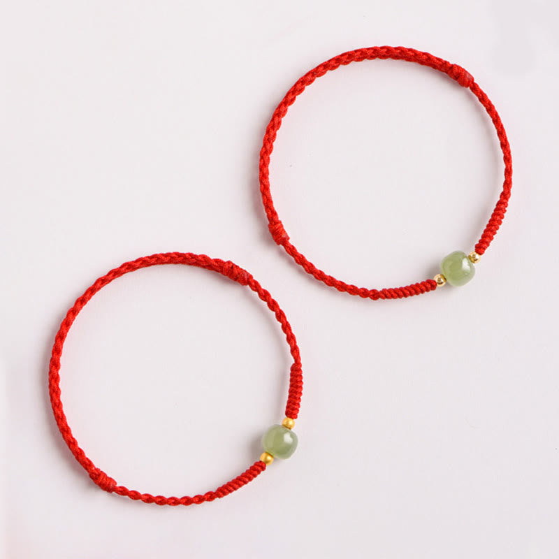 Buddha Stones Handgemachtes Jade Glücksperle Wohlstand Geflochtenes Armband