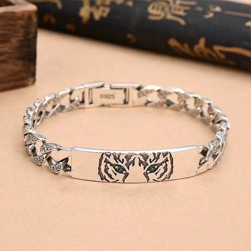 Pulsera de cadena de cobre con diseño floral de la dinastía Tang y piedras de Buda