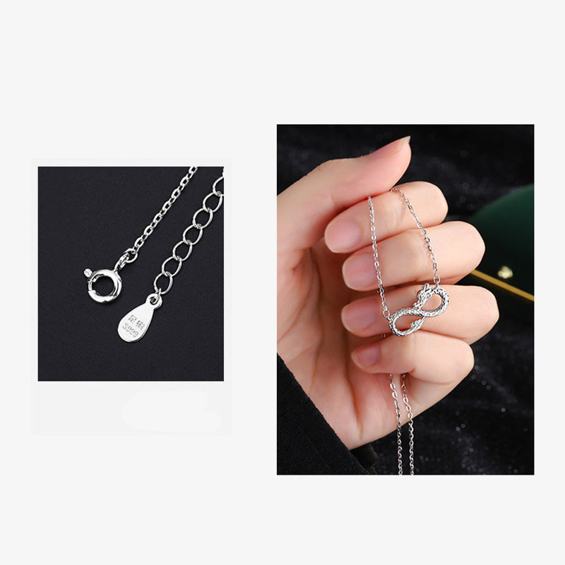 Collar con colgante de nudo infinito y éxito del Año del Dragón en plata de ley 999 con piedras de Buda