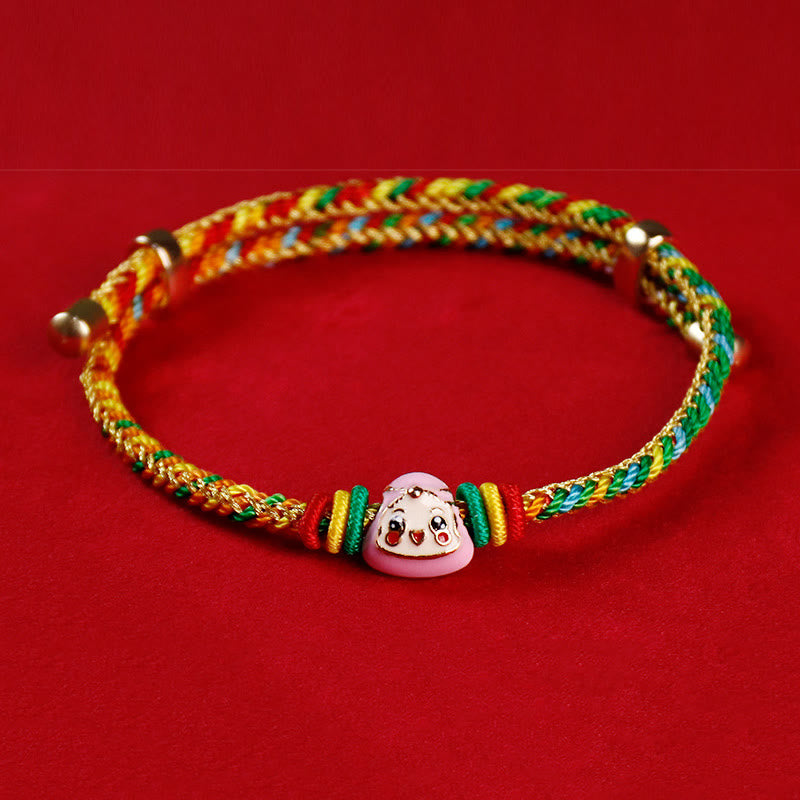 Buddha-Steine, buntes Seil, Zongzi-Muster, Fu-Charakter, Glück, handgefertigtes Armband