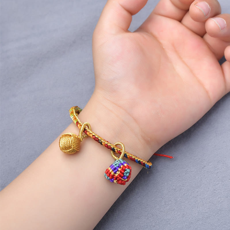 Buddha-Steine, buntes Seil, Glück, handgefertigt, Zongzi, goldene Kugel, Charm-Armband