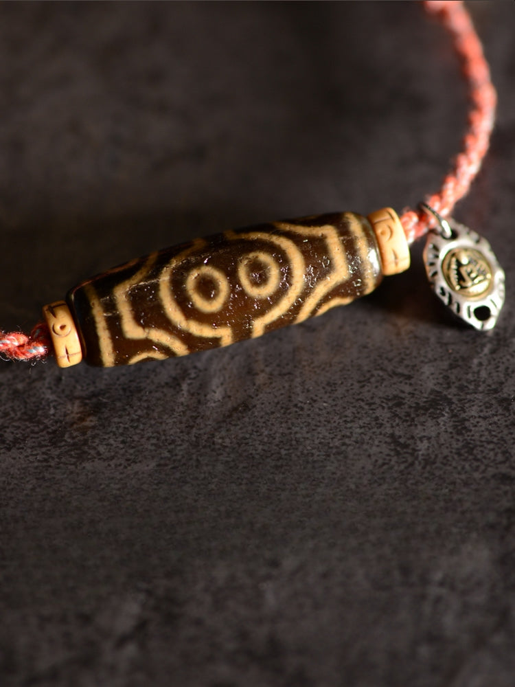 Handmade Rope Tibetan Dzi Bead Pendant