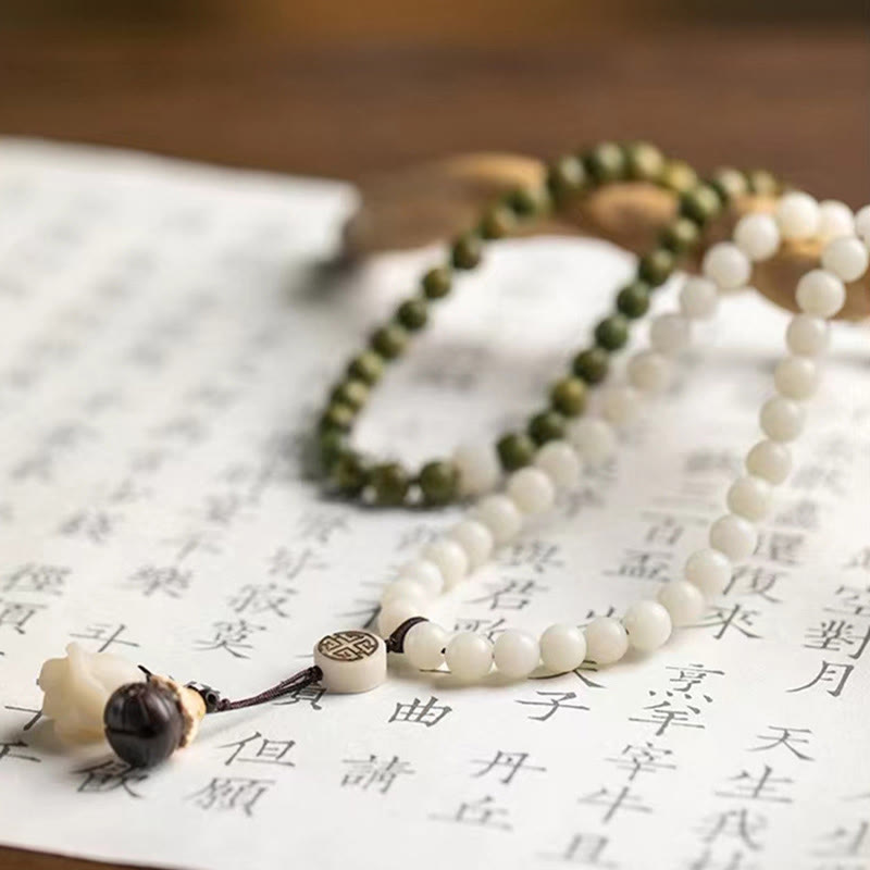 Buddha Stones Natürliches grünes Sandelholz Bodhi Seed Beruhigendes Armband