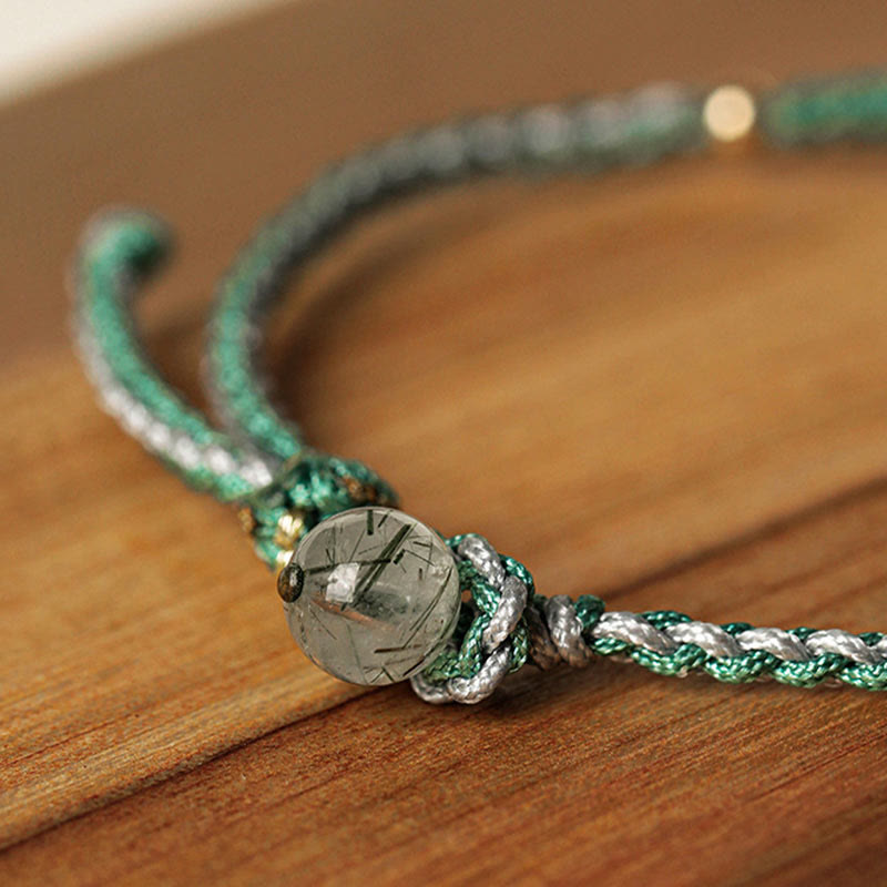 Pulsera trenzada con cuentas de calabaza y hebilla de paz de jade blanco y piedras de Buda para bendición de la suerte