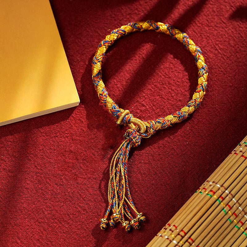 Pulsera trenzada de escamas de dragón tibetano de los Cinco Dioses de la Riqueza, hecha a mano con piedras de Buda