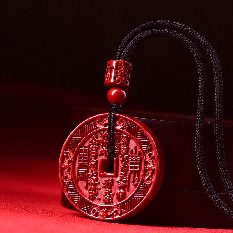 Collar con colgante y llavero de bendición Bagua con piedras de Buda, cinabrio natural, fantasmas de montaña, gastar dinero
