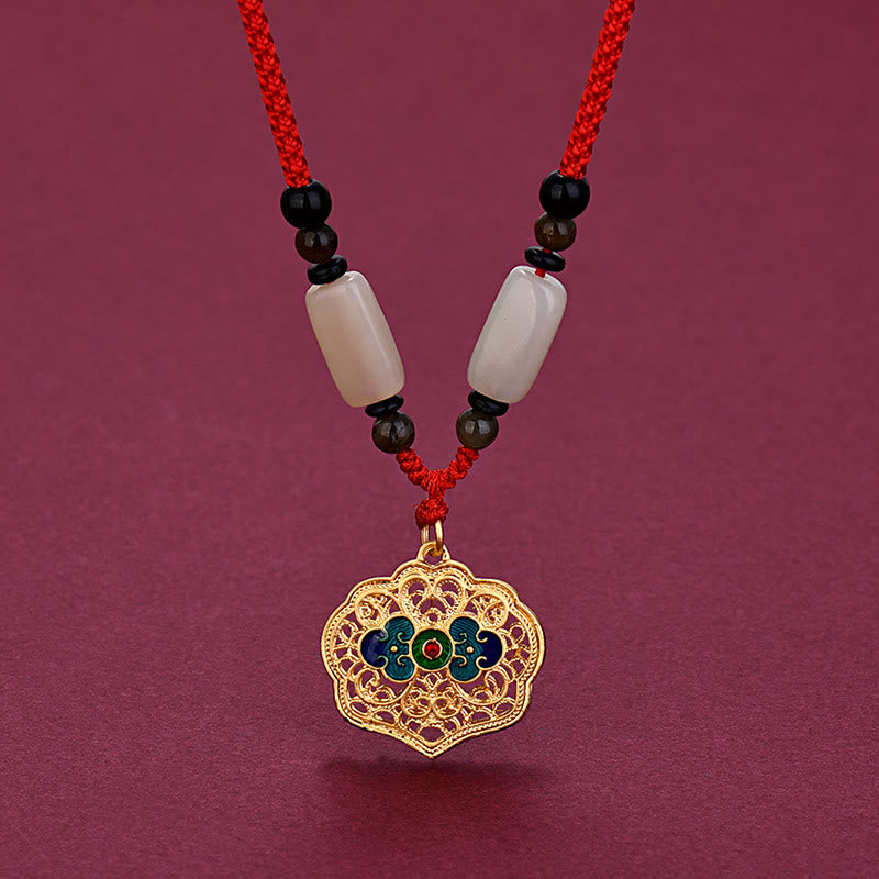 Collar con colgante de ágata y nubes auspiciosas vintage con piedras de Buda para la riqueza