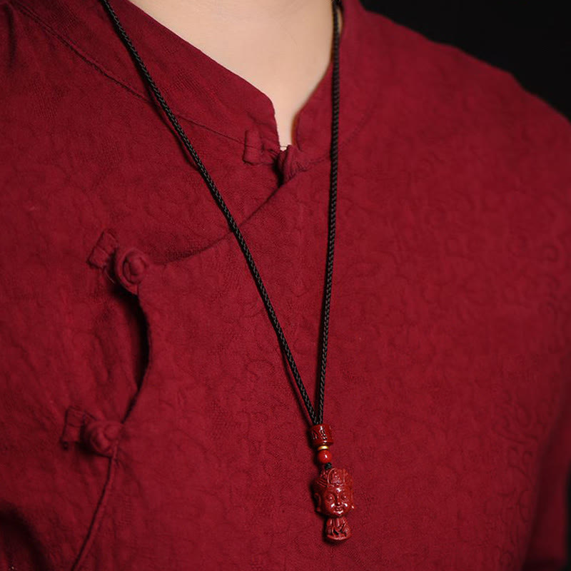 Collar con colgante de cinabrio natural con piedras de Buda del zodíaco chino para alejar los malos espíritus.
