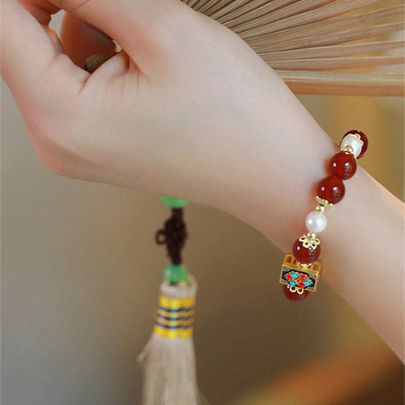 Buddha Stones Armband mit roter Achatperle, Selbstvertrauen und Selbstakzeptanz