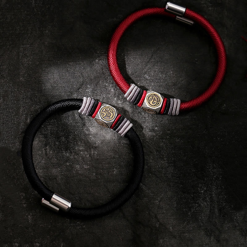 Buddha Stones 925 Sterling Silber Perfekter Knoten King Kong Knoten Glaube Stärke Armband