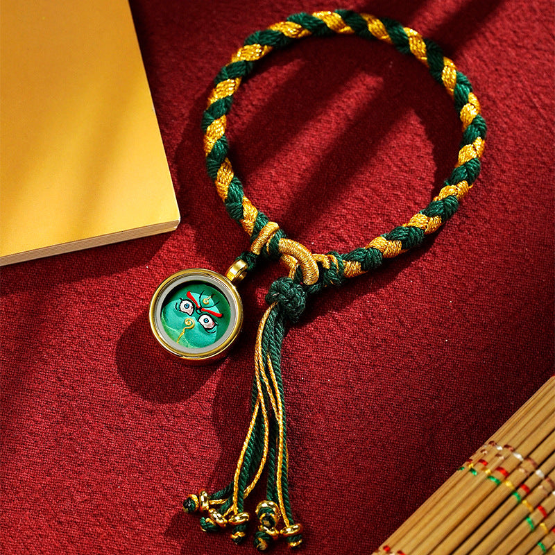 Pulsera trenzada de escamas de dragón tibetano de los Cinco Dioses de la Riqueza, hecha a mano con piedras de Buda
