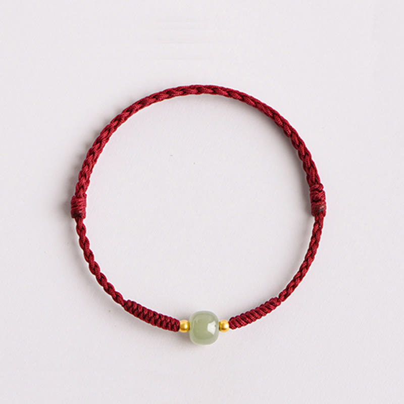 Buddha Stones Handgemachtes Jade Glücksperle Wohlstand Geflochtenes Armband