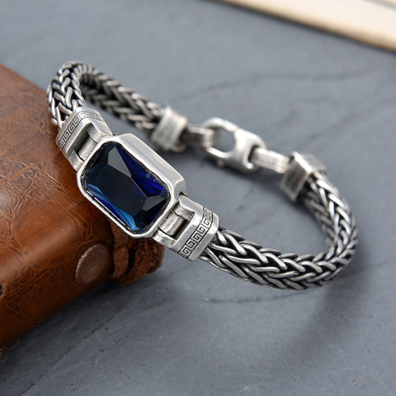 Pulsera con hebilla de riqueza curativa con diseño trenzado de quilla de dragón acrílico azul retro de Buda