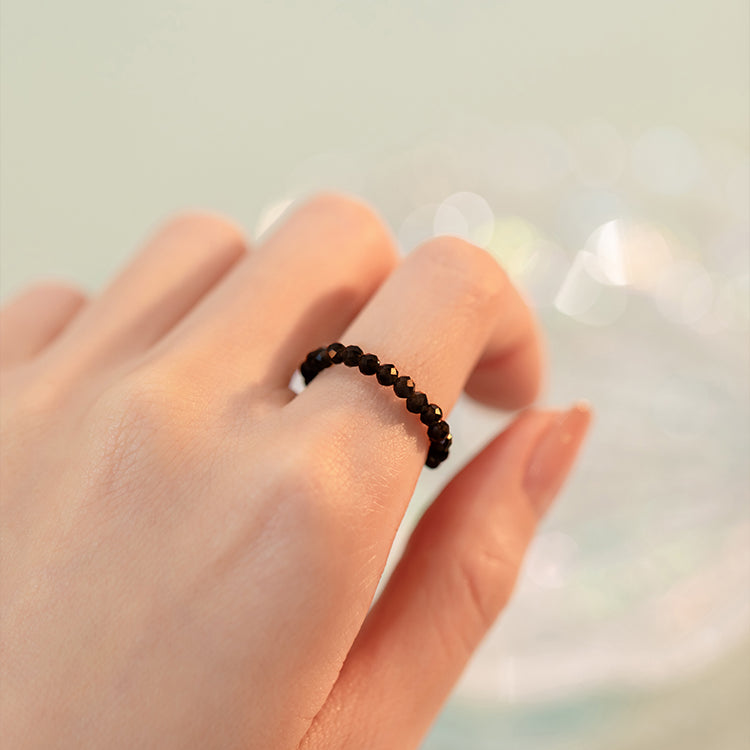 Ultra-fine 3mm Black Obsidian Ring