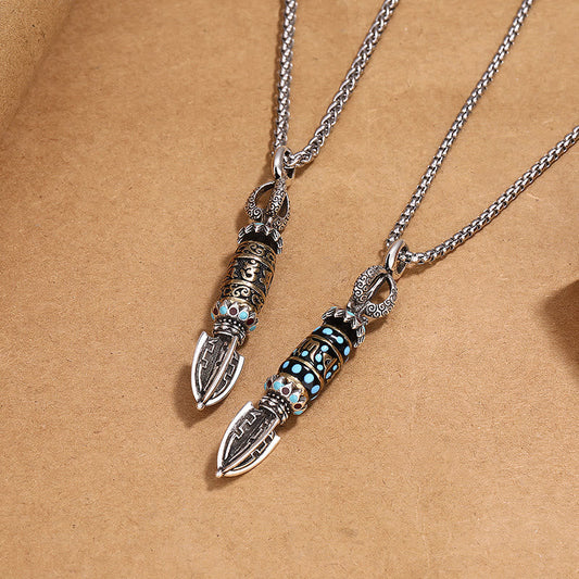 Collar con colgante giratorio de piedras de Buda tibetanas Om Mani Padme Hum para protección de la riqueza