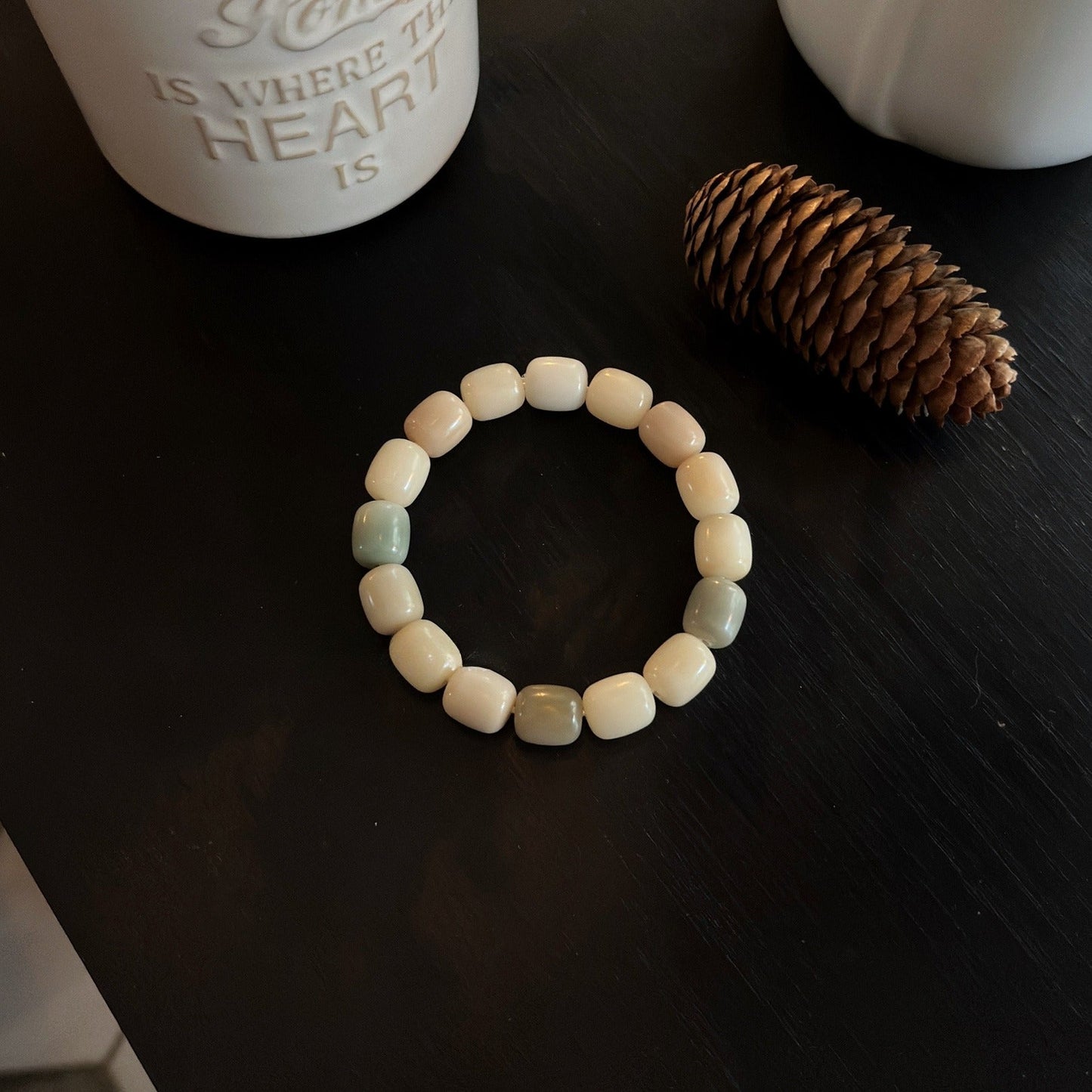 Rice Cake Milk Coffee Series Bodhi Bead Bracelet - Touch Bling