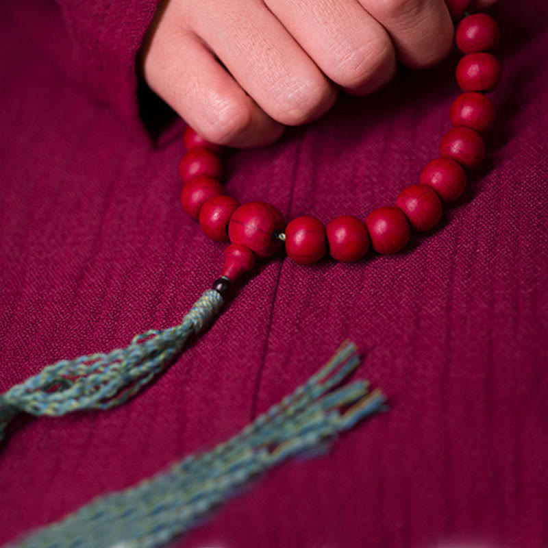 Mala de muñeca de madera de Abelia Biflora con piedras de Buda que aleja los malos espíritus
