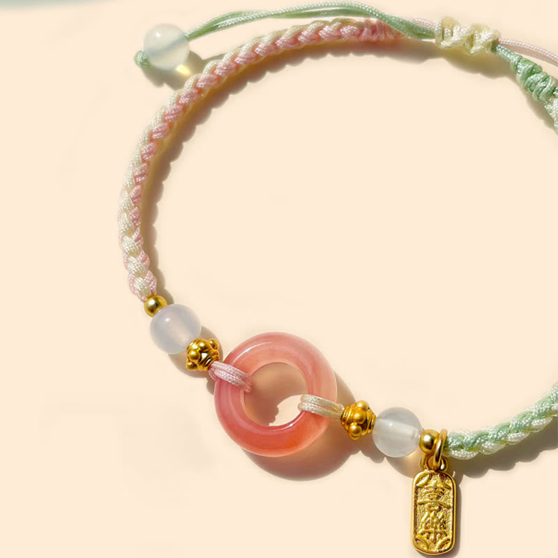 Pulsera trenzada hecha a mano con hebilla de ágata de paz y alegría de Buda