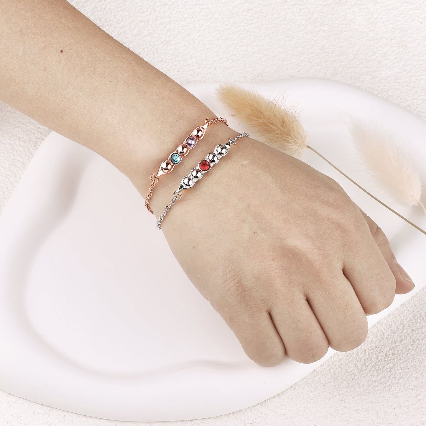 Erbsen in einer Schote Geburtssteinarmband