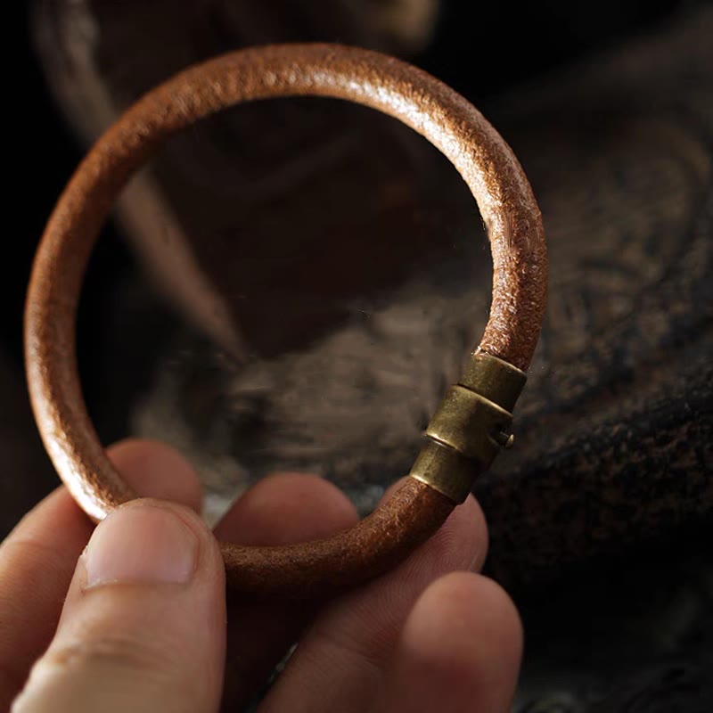 Buddha Stones Retro Leder Glück Heilung Kupfer Magnetschnalle Armband