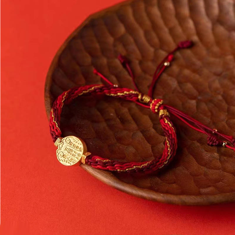 Pulsera trenzada hecha a mano con nudo de reencarnación y protección de los dioses de la riqueza, piedras de Buda y cinco direcciones