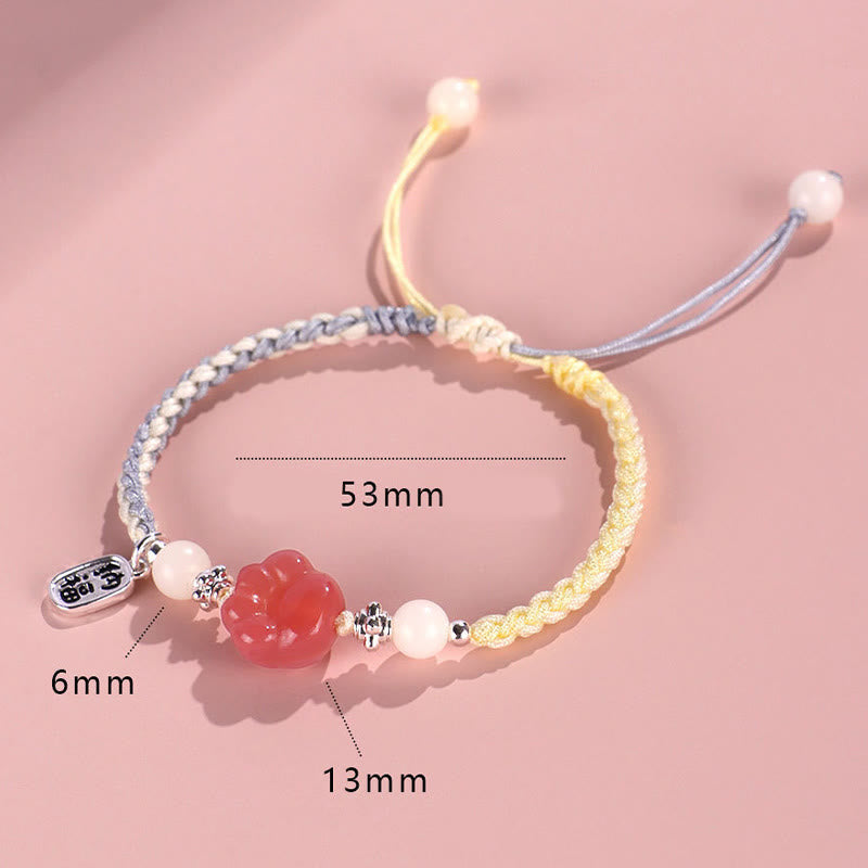Pulsera de cuerda trenzada con piedras de Buda, ágata Yanyuan, garra de gato, semilla de Bodhi blanca, carácter Fu