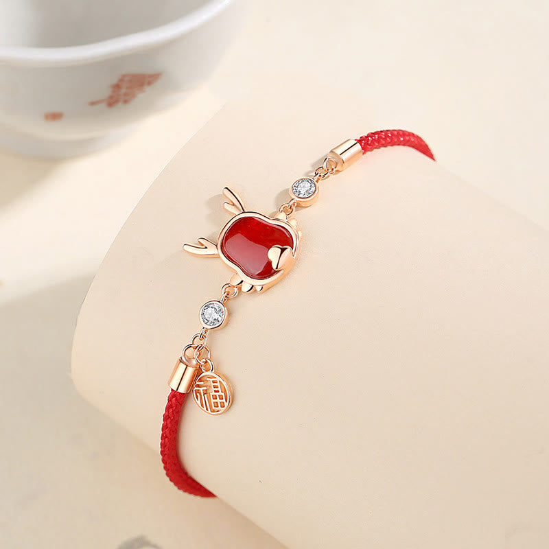 Buddha Stones 925 Sterling Silver Year of the Dragon Natural Red Agate Dragon Attract Fortune Fu Character Strength Bracelet Necklace Pendant Earrings