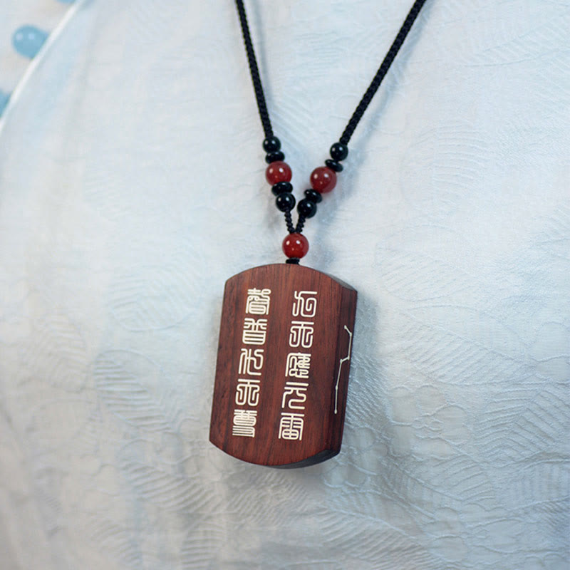 Buddha Stones 999 Sterling Silber Ebenholz Rotes Sandelholz Yin Yang Bagua Balance Halskette Anhänger