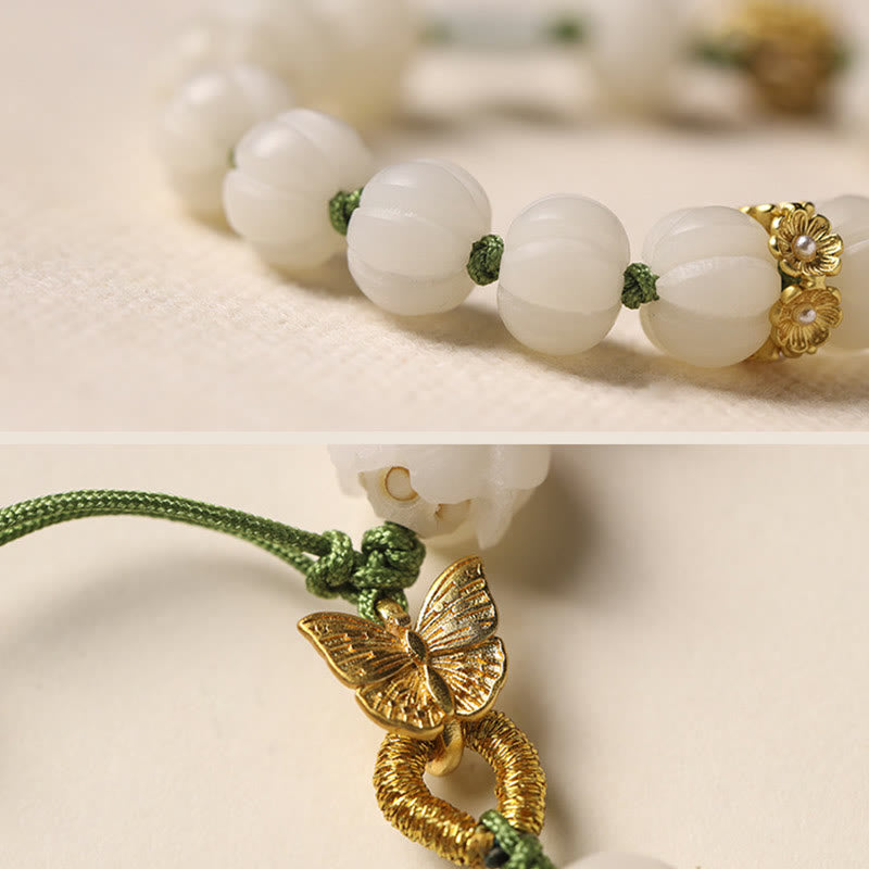 Pulsera de paz y armonía con cuentas de calabaza, semillas de bodhi naturales y piedras de Buda