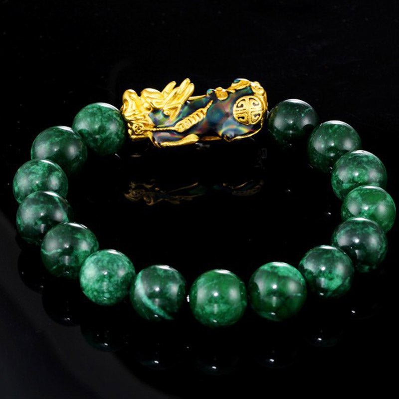 Pulsera protectora de jade PiXiu FengShui con piedras de Buda
