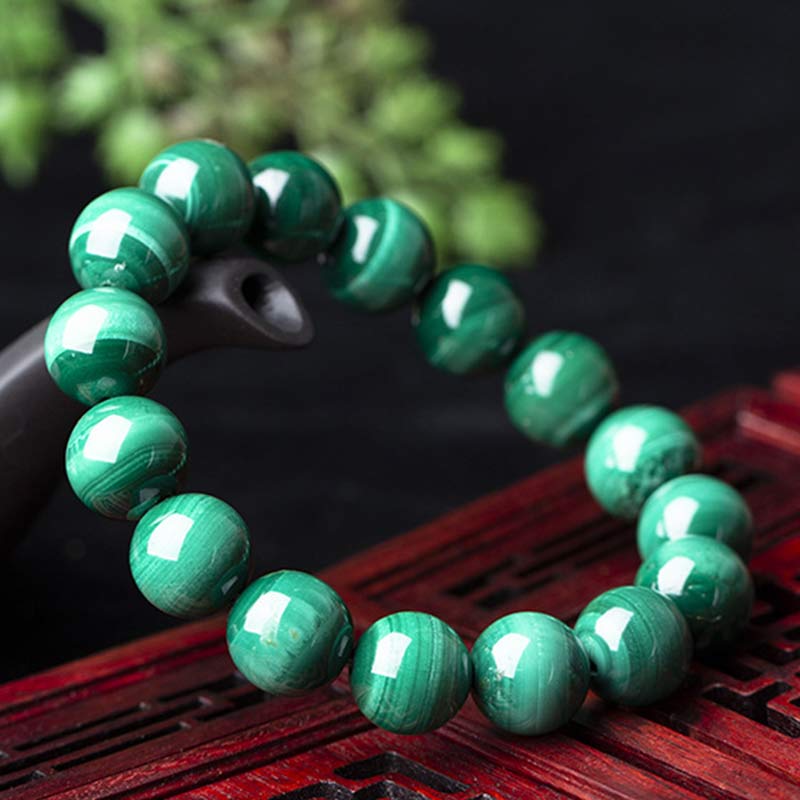 Pulsera de Malaquita Natural con Piedras de Buda para la Protección y la Calma