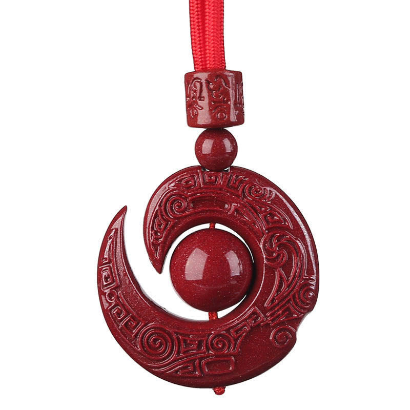 Colgante de collar con diseño de piedras de Buda que mejoran la suerte y la concentración de cinabrio natural.