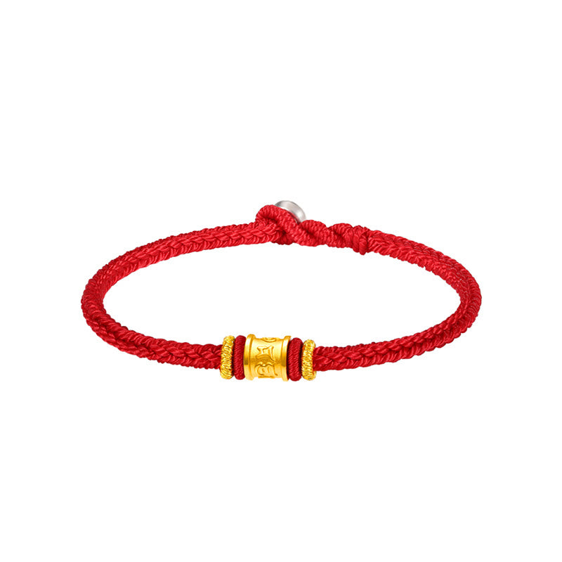 Pulsera de cuentas de la suerte con piedras de Buda del Tíbet, oro 999, con grabado Om Mani Padme Hum