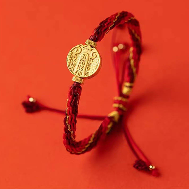 Pulsera trenzada hecha a mano con nudo de reencarnación y protección de los dioses de la riqueza, piedras de Buda y cinco direcciones