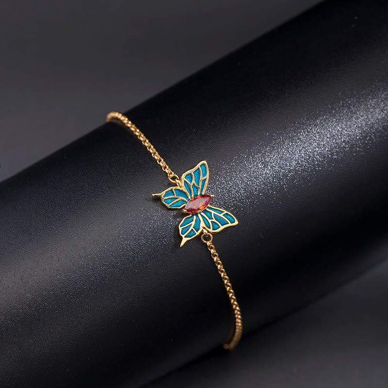 Pulsera de plata de ley 925 con circonitas y mariposas, con piedras de Buda