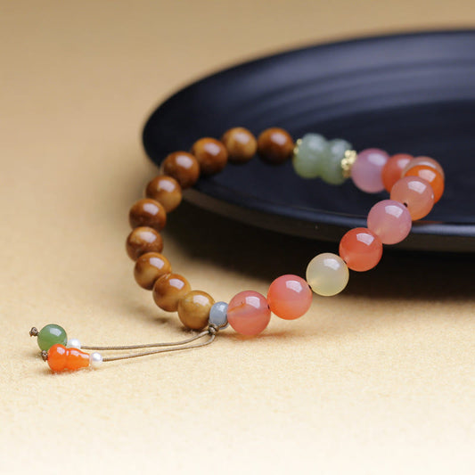 Pulsera de protección de la riqueza con piedras de Buda, semillas de Kuka, ágata Yanyuan y jade hetiano