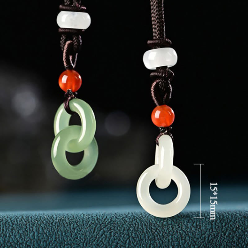Collar con colgante de jade blanco y cian natural de Buda con doble hebilla de paz y éxito