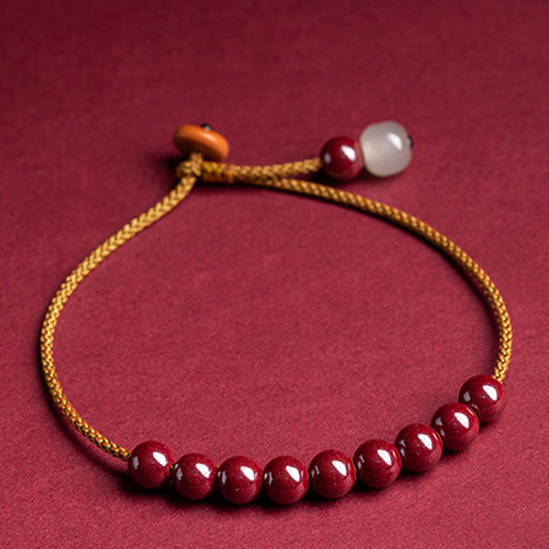 Buddha-Steine, natürliche Zinnoberperlen, Segen, handgefertigtes Armband