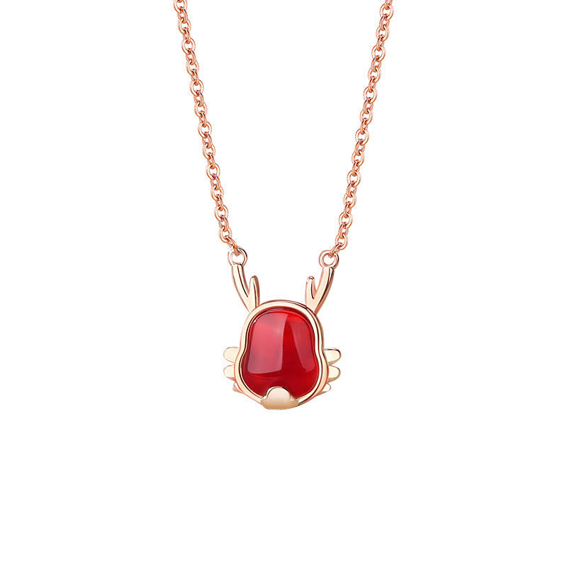 Buddha Stones 925 Sterling Silver Year of the Dragon Natural Red Agate Dragon Attract Fortune Fu Character Strength Bracelet Necklace Pendant Earrings