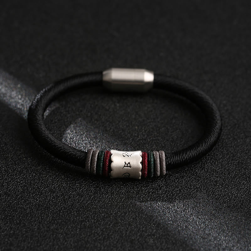 Armband mit magnetischer Schnalle von Buddha Stones, 999 Sterlingsilber, Om Mani Padme Hum, Peace