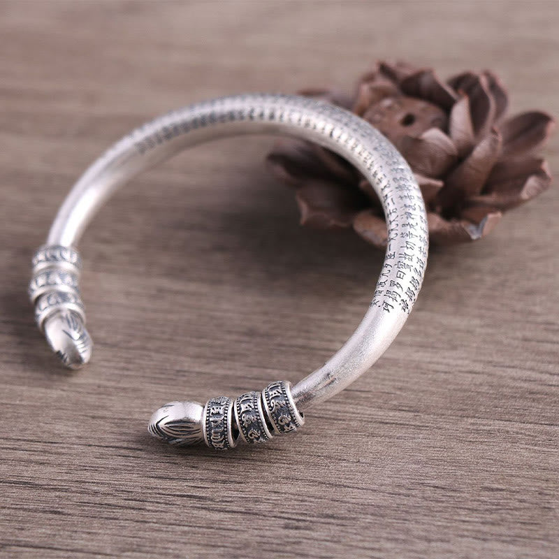 Pulsera de plata de ley 999 con piedras de Buda, corazón, Sutra, Om Mani Padme Hum, paz y pureza grabadas