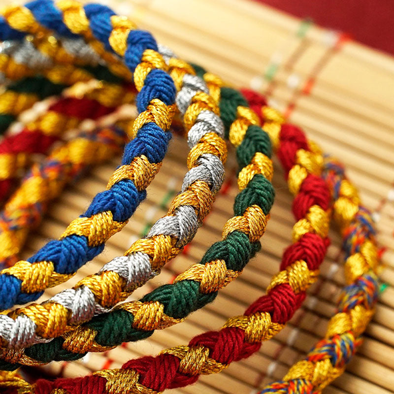 Pulsera trenzada de escamas de dragón tibetano de los Cinco Dioses de la Riqueza, hecha a mano con piedras de Buda