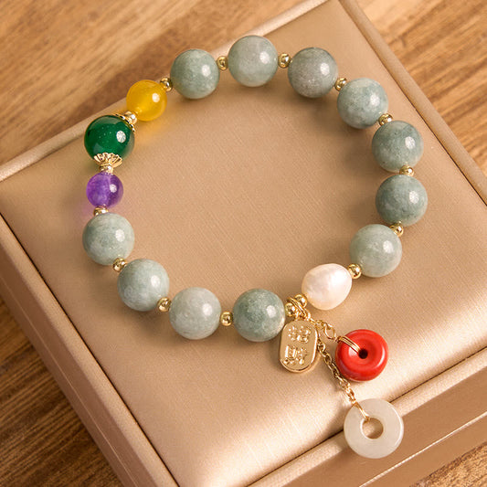 Pulsera de confianza con dije de paz y hebilla de ágata roja y jade de Buda